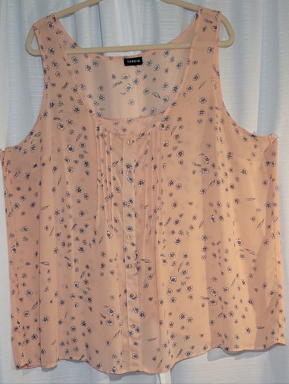 torrid Peach Floral Pleated Sheer Camisole